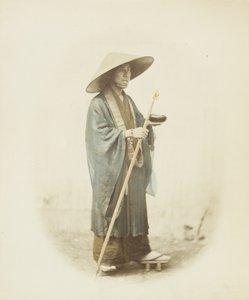 Geleneksel giysili Japon adam (el boyaması s/b fotoğraf) by Japanese Photographer