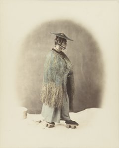 Geleneksel giysili Japon adam (el boyaması s/b fotoğraf) by Japanese Photographer