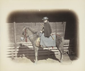 Atlı adam (el boyaması s/b fotoğraf)