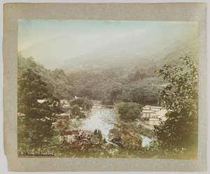 Yumoto Hakone, Kanagawa Eyaleti (el boyaması s/b fotoğraf) by Japanese Photographer