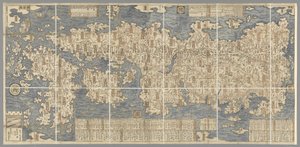 Ishigawa Nagara tarafından çizilmiş büyük bir renkli Japonya haritası by Japanese School