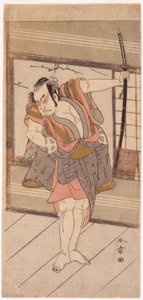 Kılıçlı Aktör (ahşap baskı) by Japanese School