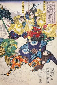 Kürk manto giyen erkekler arasında karda savaş by Japanese School