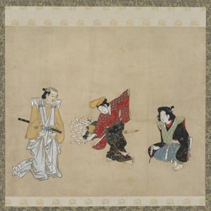 Narihira Dansı yapan çocuk, Edo dönemi (kağıt üzerinde mürekkep, renk ve altın) by Japanese School