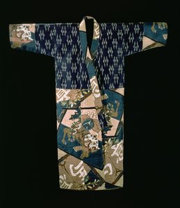Boys nagajuban kimono altında, caparisoned atların tasarımı, Showa dönemi, 1950 öncesi (batik ve şablon baskılı süslemeli dokuma ipek) by Japanese School
