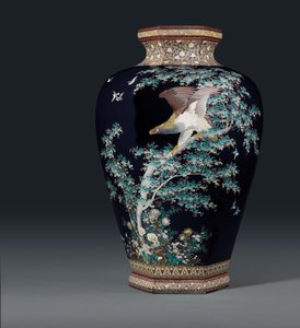 Emaye işi vazo, Hayashi Chuzo atölyesinin işareti, Meiji dönemi, 19. yüzyıl sonu by Japanese School