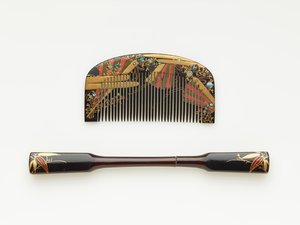 Tarak ve saç tokası, 19. yüzyıl sonu - 20. yüzyıl başı (cilalı, altın ve sedefli ahşap) by Japanese School