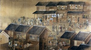 Edo by Night (kağıt üzerinde mürekkep ve renk) by Japanese School