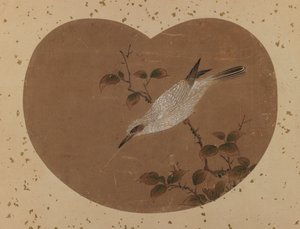 Kuşlu yelpaze boyama (rekto) (kağıt üzerine mürekkep ve renk) by Japanese School