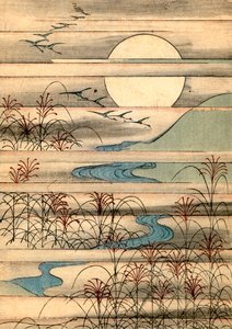 Nehir Manzarası Üzerinde Dolunay by Japanese School