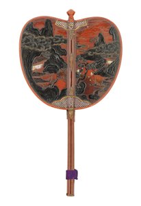 Gunbai, savaş hayranı, Edo Dönemi (kırmızı lake zemin üzerine sedef) by Japanese School