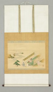 Peyzajdaki ev, 18. yüzyılın başlarında (kağıt üzerinde mürekkep ve renk) by Japanese School
