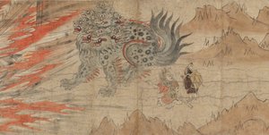 Kitano Tenjin Mabedi'nin Resimli Efsaneleri, 13. yüzyılın sonları (mürekkep, kesme altın, kağıt) by Japanese School