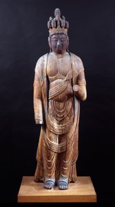Juichimen Kannon (Onbir başlı Kannon), Heian dönemi, 10. yüzyılın başları (çok renkli izleri olan masif ahşap yapı) by Japanese School