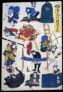 Kabuki tiyatro sahneleri ve nesneleri by Japanese School