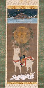 Mandalalı Kasuga Geyiği, Muromachi dönemi (1392-1573) (ipek üzerine resim) by Japanese School