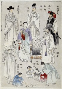 Kore: soyluların geleneksel kostümleri - Japon baskısı by Japanese School