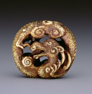 Bir su ejderhasını tasvir eden Netsuke, 1870-80 dolayları (geyik boynuzu) by Japanese School