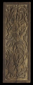 Budist apsaraların (ahşap) alçak kabartma oymalı panel by Japanese School