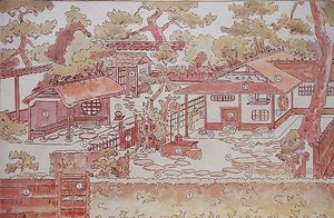 Bir çay bahçesinin planı, 19. yüzyıl sonu (renkli taş) by Japanese School