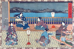 Balık hazırlama (renkli gravür) by Japanese School