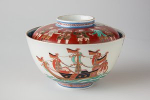Pirinç Kase ve Kapak, muhtemelen 19. yüzyıl (Ko-İmari malı, sır altı mavisi ve sır üstü emayeli porselen) by Japanese School