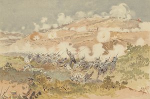 Chien-shan'daki Pozisyonumuza Rus Karşı Saldırısı (kromolitho) by Japanese School