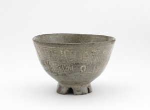 Tea bowl in mishima style, Karatsu ware by Japanese School