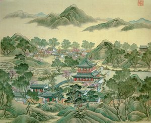 19. yüzyıldan kalma bir Japon baskısının Detay pavyonu. by Japanese School
