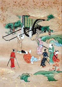 Keşiş Shogaku (1126-1235) Eşkıyalar Tarafından Saldırıya Uğradı (kağıt üzerine suluboya) by Japanese School