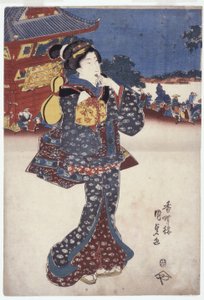 İsimsiz (Seyahat Eden Bir Kadın) (renkli gravürler) by Japanese School