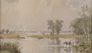 Hackensack Çayırları, 1890. by Jasper Francis Cropsey
