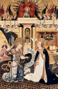 Müjde ve Tanrı Baba meleklerle çevrili, altarpiece