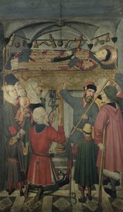 Saragossa'lı St. Vincent'ın Mezarı'nın altında ele geçirilmiş bir adamın şeytan kovması (d.304) Saragossa'lı Aziz Vincent'ın Altarpiece'inden