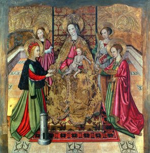 Aziz Ines ve Aziz Barbara ile Bakire ve Çocuk by Jaume Huguet