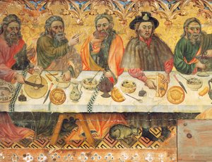 Kutsal Akşam Yemeği, bir grup havarinin detayı by Jaume the elder Ferrer