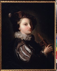 "Mirlitonlu Genç Sayfa" (Kamış Küplü Sayfa) Tablosu Jean Alexis Grimou (1678-1733) 18. Yüzyıl. Rokoko. Tuval üzerine yağlıboya. Puşkin Müzesi Moskova