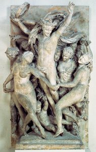 Les Bacchantes dans eder ve müzik çalar. Jean-Baptiste (Jean Baptiste) Carpeaux (1827-1875) 1865-1869 Güneş tarafından oyulmuş kabartma. 4,2x2,9 m Paris, Orsay Müzesi by Jean Baptiste Carpeaux