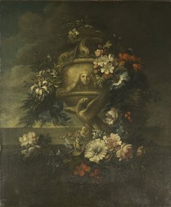 Heykel Vazoda Çiçekler (tuval üzerine yağlı boya) by Jean Baptiste Monnoyer