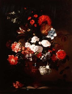 Karanfil, Lale, Şakayık ve Diğer Çiçeklerden Natürmort by Jean Baptiste Monnoyer