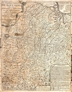 County of Boulogne (Fransa) haritası (gravür by Jean-Baptiste Nolin