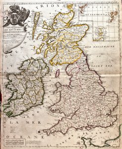 İngiltere, İskoçya ve İrlanda (Büyük Britanya) krallıklarının haritası (Gravür