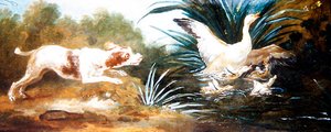 Ördekleri Kovalayan Köpekli Bir Manzara (tuval üzerine yağlı boya) by Jean Baptiste Oudry