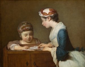 Küçük Okul Hanımı, 1740'tan sonra (tuval üzerine yağlıboya) by Jean Baptiste Simeon Chardin
