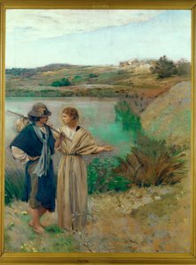 Tobias ve melek (tuval üzerine resim)