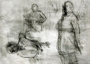 Les Lavandieres (kara masal, kurşun kalem, kalem ve kağıt üzerine mürekkep) by Jean Francois Millet