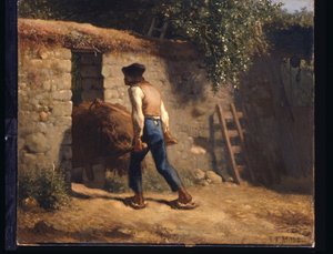 El Arabalı Köylü (tuval üzerine yağlıboya) by Jean Francois Millet