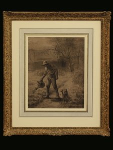 Bahçesindeki Köylü, 1860 dolayları (kağıt üzerinde tebeşir) by Jean Francois Millet