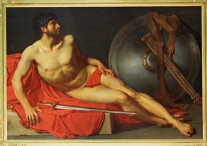 Yaralı Romalı asker (tuval üzerine resim) by Jean-Germain Drouais