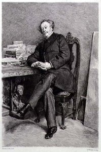 Alexandre Dumas fils (1824-95), Fransız romancı ve oyun yazarı, A Mongin tarafından oyulmuş (gravür) by Jean Louis Ernest (after) Meissonier